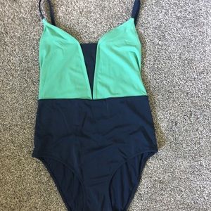 Navy and Green Swim Suite